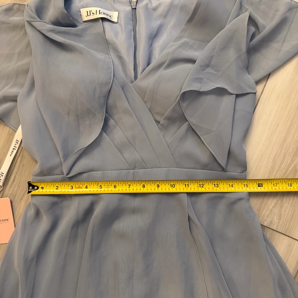 JJ's House Dusty Blue Chiffon Midi Dress Size 10 Bridesmaid - Picture 7 of 13
